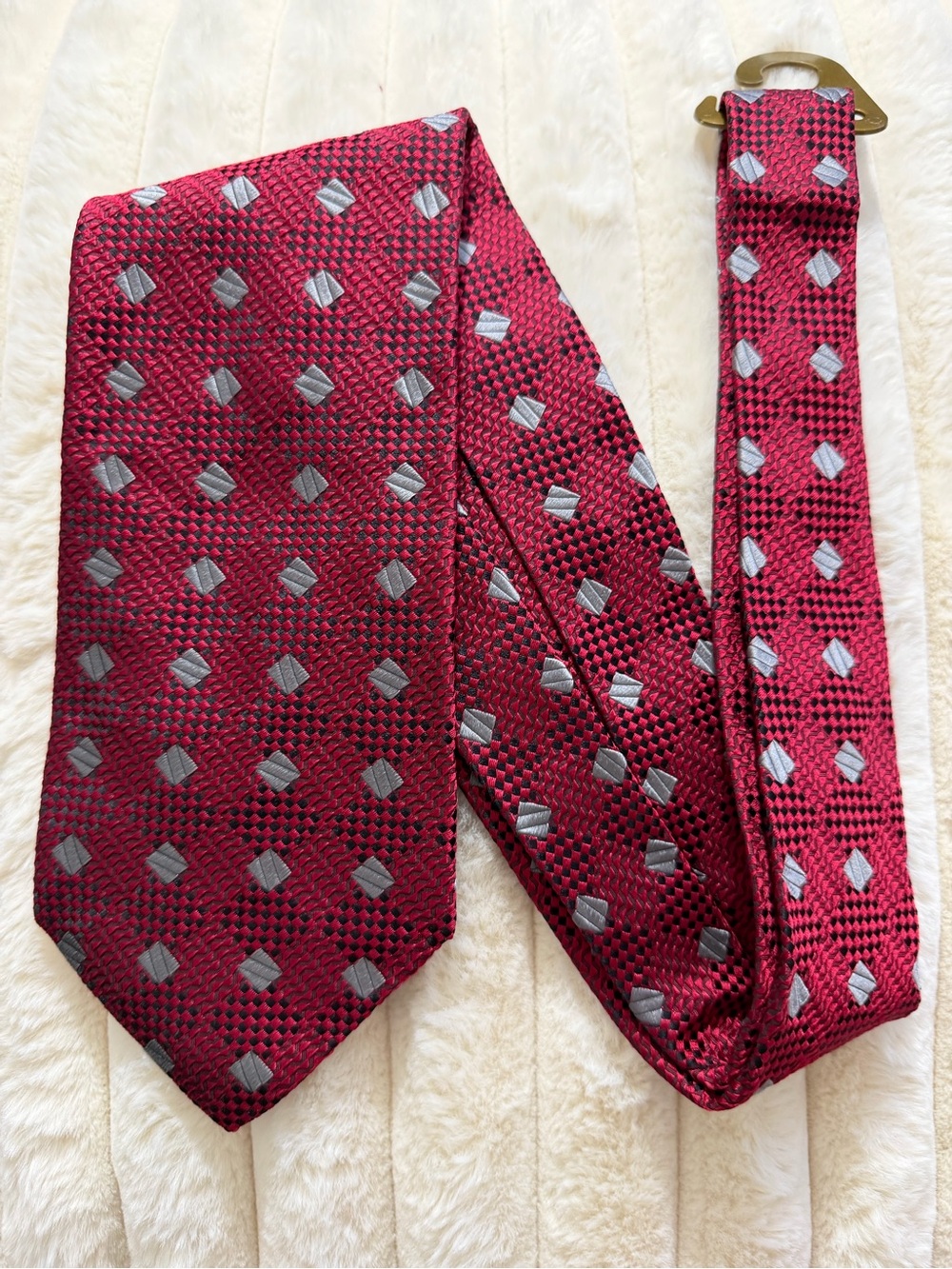 XMI - Men's Red Geometric Silk Tie